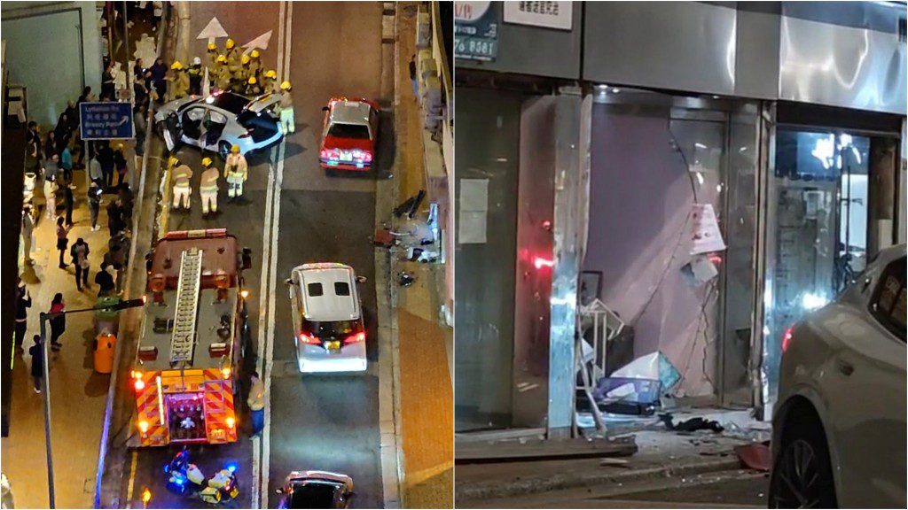 西營盤驚魂夜！私家車失控狂撼店舖欄杆 司機自行報警