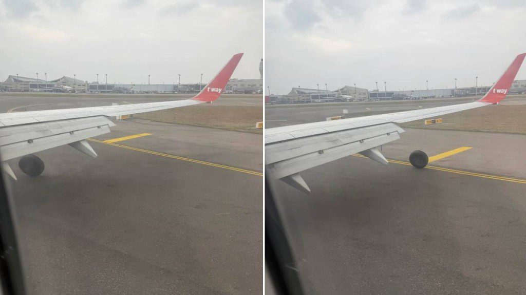 【驚險直擊】德威航空降落桃園機場「甩轆」 乘客拍下驚魂一刻 跑道緊急關閉