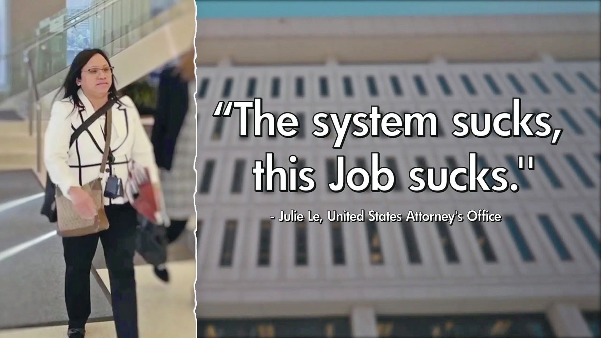 據知情人士透露，聯邦檢察官樂朱莉（左）在法庭上告訴法官她的工作「糟透了」後，她已經被司法部免職。