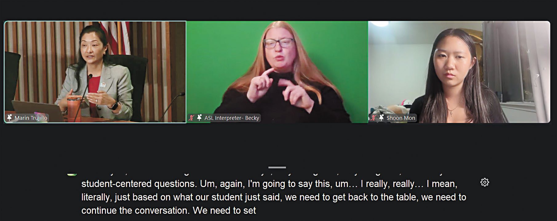 學生代表亦在會上表達憂慮，指出學生對可能罷課的資訊感到混亂，呼籲校區加強溝通。會議截圖